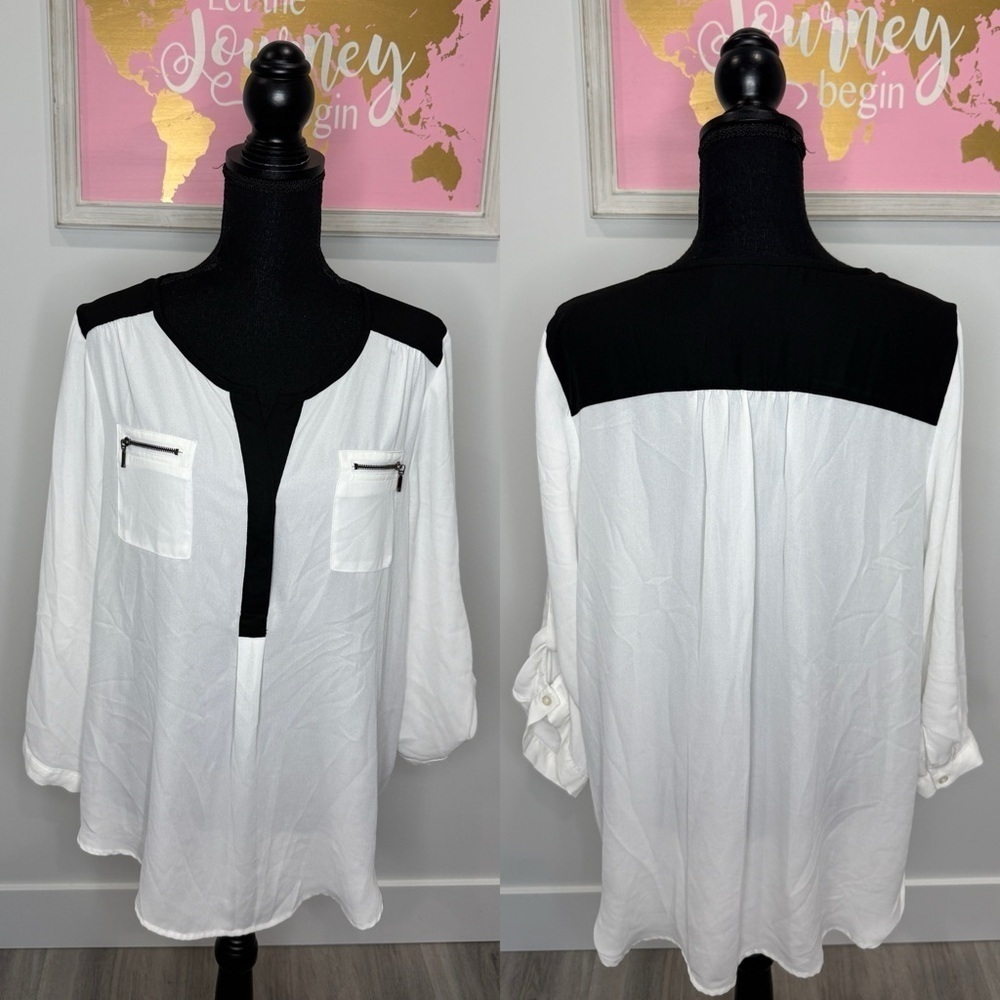 My Michelle Lightweight Black and White Blouse (XL)